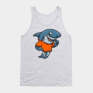 Cute Anthropomorphic Human-like Cartoon Character Shark in Clothes Tank Top
